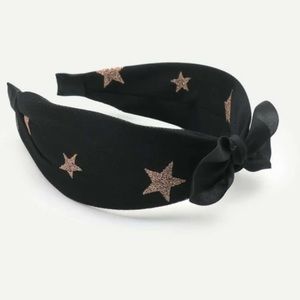 BLACK AND GOLD STAR HEADBAND WITH BOW